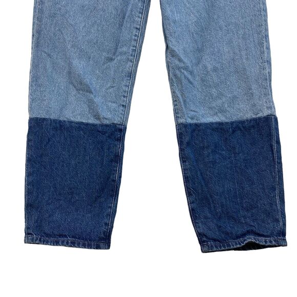 TRIARCHY Audrey Two Tone Cropped High Rise Tapered Jeans Size 29 Patchwork - Picture 3 of 8